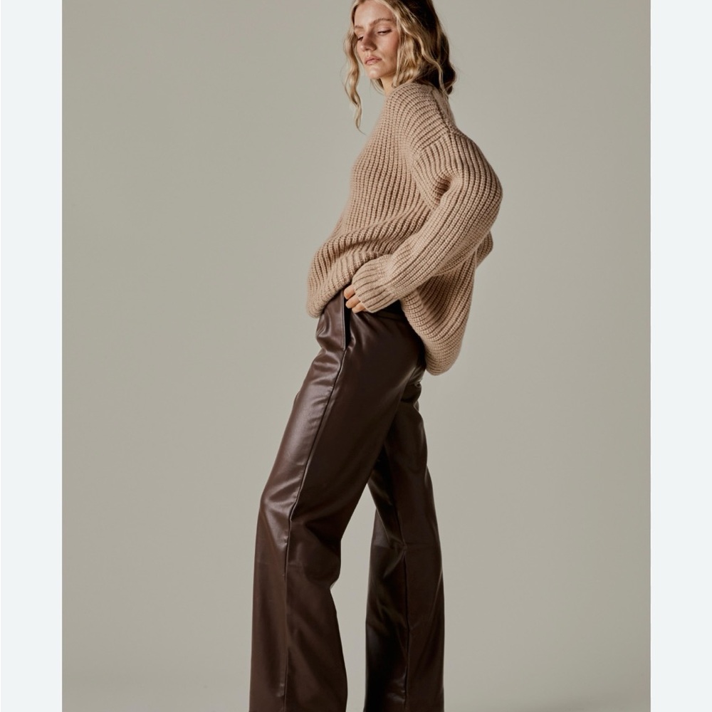 The Range Faux Leather Wide Leg Pants Medium